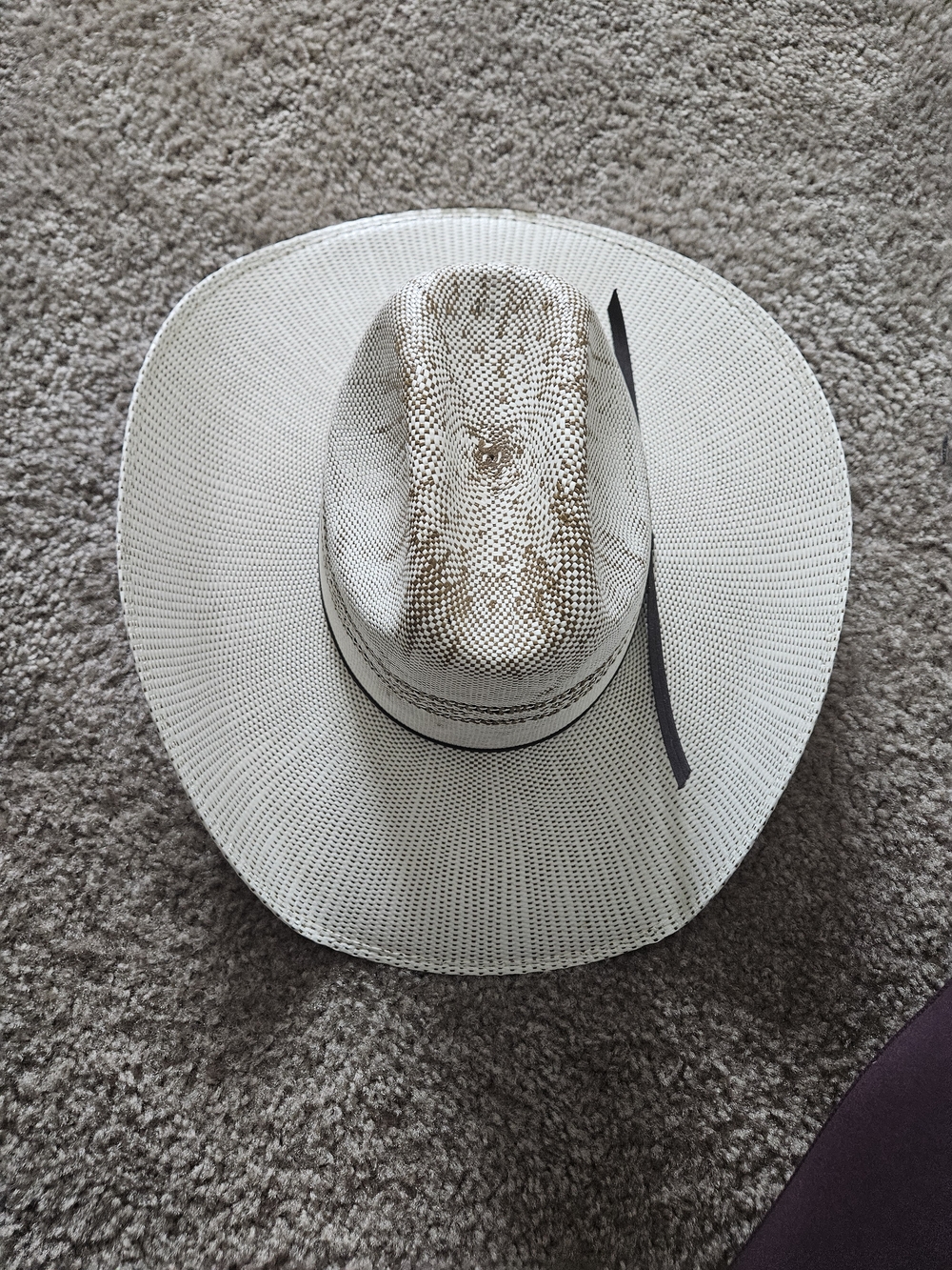 Kids White Straw Cowboy Hat with Brown Accents